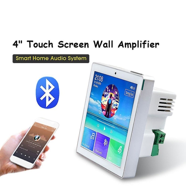 4-kanals trådlös Bluetooth väggförstärkare med pekskärm FM-radio, USB,tf, för Audio Bt Amplifi