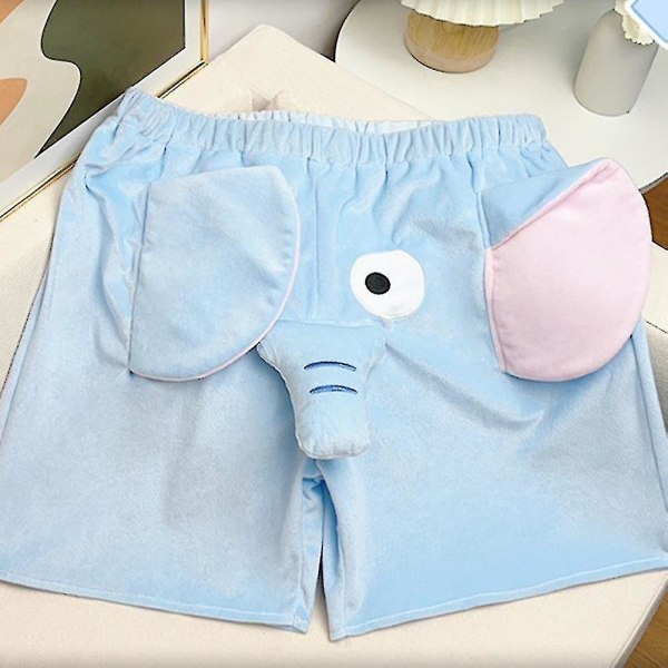 Pyjamasshorts 3d-öron Trunk Tecknad Lovely Elephant Lös Casual Plysch Sovkläder Sommar Män Kvinnor Shot Byxor Hemklädsel M