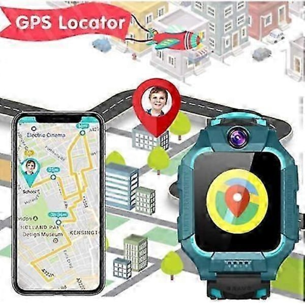 Q19 Barnklocka Kamera GPS SOS Samtal Telefon Klockor Pojkar Flickor Grön