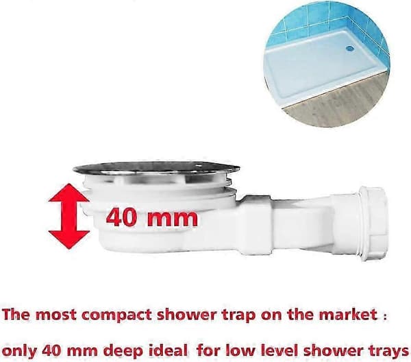 90 mm högt flöde duschavlopp krom avloppsfälla för duschkar med 80 cm flexibel anslutningsrör