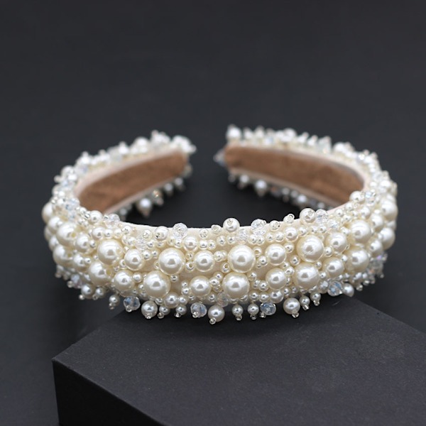Perlefløyels pannebånd, krystalldiamanter pannebånd (1 stk, off-white)