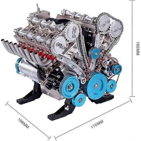 Metall Förbränningsmotor Byggsats, 1:3 V8 8 Cylinder Bilmotor Modellbygge Kompatibel med Teknikentusiaster från Tonåringar