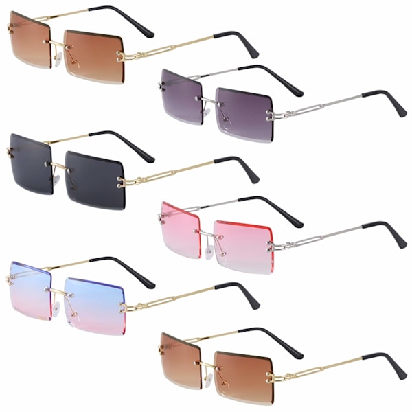 3 par fyrkantiga ramlösa solglasögon Fashion ramlösa glasögon