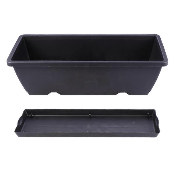 [KK]Rectangular Garden Pot Home Plastic Flowerpot with Drainage Hole Saucer