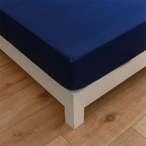 Mikrofiberlagen - 160x200 cm + 30 cm - Marineblå - Polyester mikrofiber - Elastisk kant - Vaskbar - Justerbar