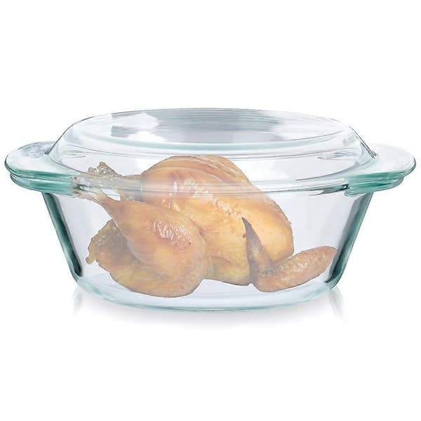 Round borosilicate glass oven dish with lid, dishwasher safe