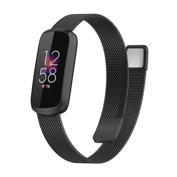 Rustfrit stål mesh loop justerbar udskiftningsrem til Fitbit Luxe/Luxe Special Edition fitness tracker kvinder mænd Black