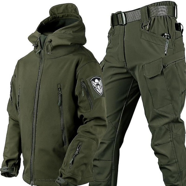 Hösten och vintern Soft Shell Hajskinn varm kostym män och kvinnor med samma utomhuskläder Special Forces kamouflage träningskläder green 4XL