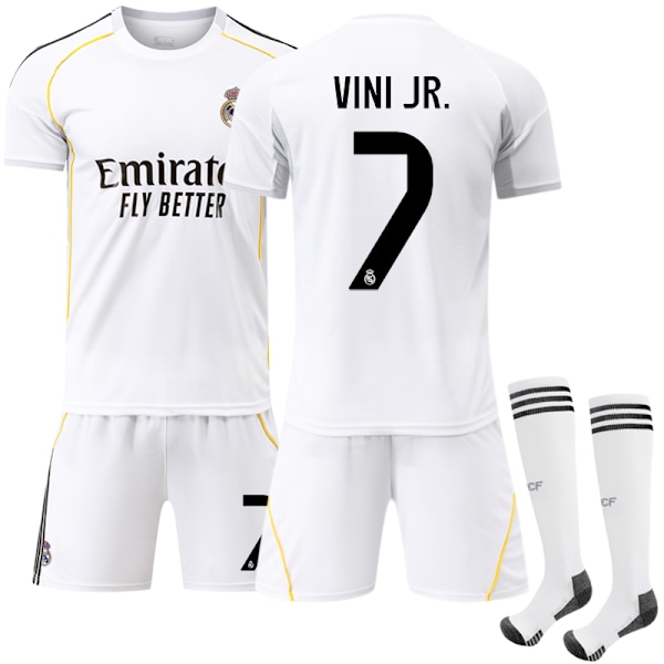 2025-2026 Real Madrid Kotipelipaita lapsille ja aikuisille Vinicius nro 7 VINI JR No. 7 VINI JR 16
