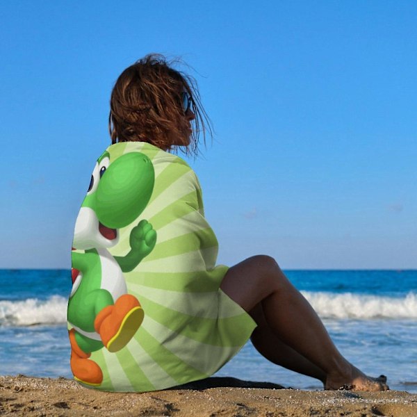 Super Mario Yoshi Badehåndklæde Hurtigtørrende Håndklæde til Svømmere Sandtæt Strandhåndklæde Pool Svømmehåndklæder 130x80cm 52x32in