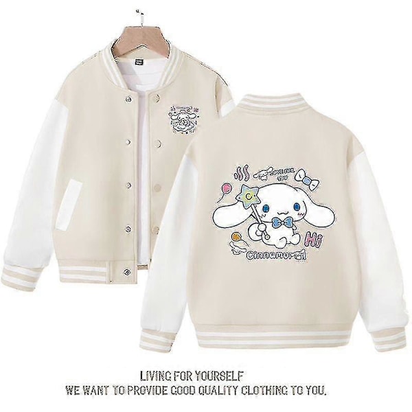 Kevät/syksy Sanrio Lasten Takki Cinnamoroll Takit Söpö Anime Sarjakuva Kawaii Löysät Urheilu Baseball Vaatteet Syntymäpäivälahja Apricot color 100
