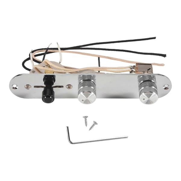 Förkopplad gitarrkontrollplatta, laddad 3-vägs bladomkopplare, dragpotentiometer, hastighetsrattar Silver