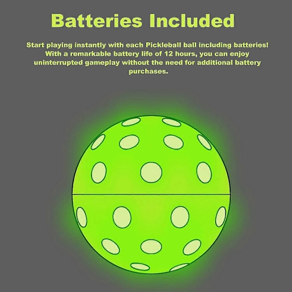 Selvlysende Pickleball-baller: LED-lysende pickleballball, USAPA standard utendørs 40 hull pickleballer med grønt lys 4-pakning LED-lysende pick
