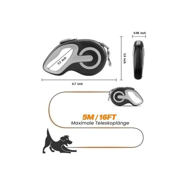 Flexi Rulleline - New Classic - 5m - Til hunde op til 20 kg - Sort Nylon