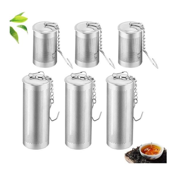 Te-infuser - 6 stk. - Rustfrit stål - Finmasket - Genanvendelig - Med kæde