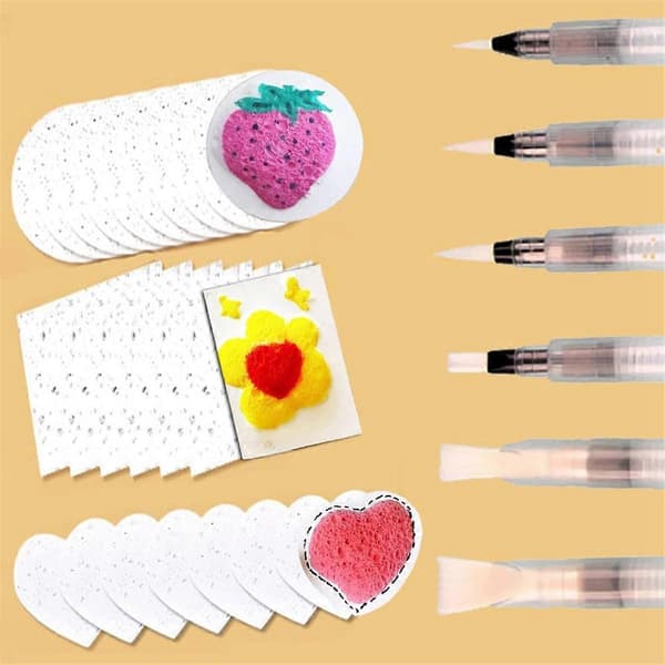 30 st 3D-ritning Magic Canvas Svamp med vattenborste DIY