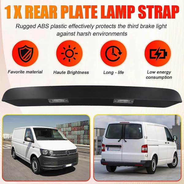 Til PORTER T5 2003-2016 Bil Bageste Nummerplade Lys Stribe 7E0827329F9B9