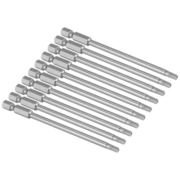 10st 100mm Längd 1/4 tum T20 Torx Skruvmejselbits, Silvergrå