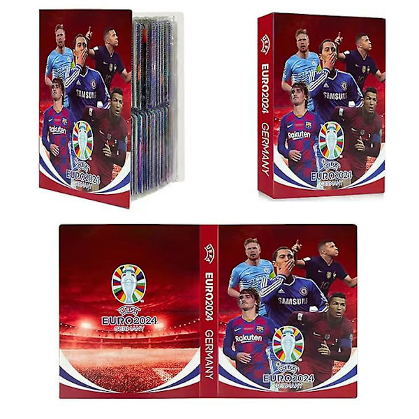 Fotbollsstjärnor kortalbum - 240 stjärnkort box samlingsalbum bok mapp Red