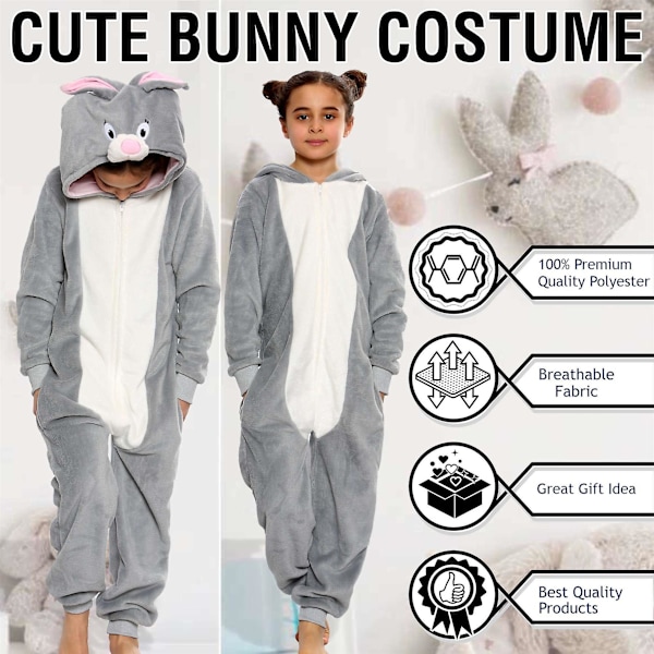 Flickor Pojkar Kanindräkt Jumpsuits Mjuk Plysch Fleece Bunny 5-6 Years