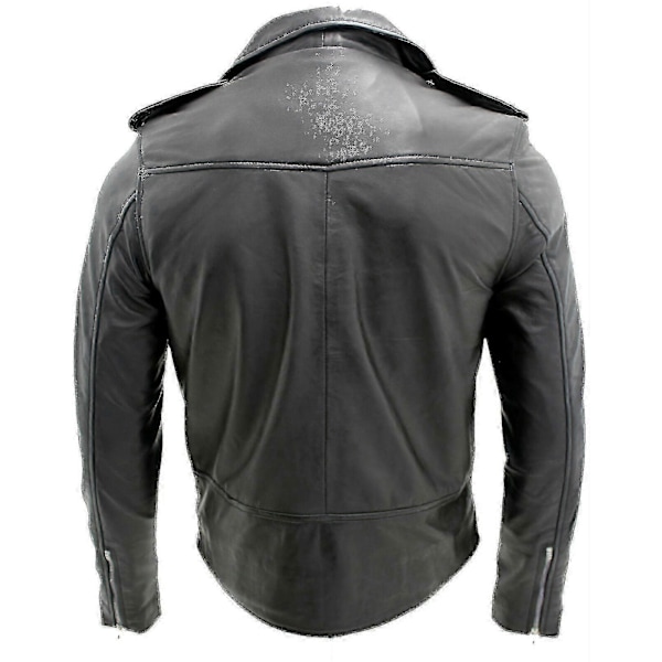 Sort Brando Læder Bikerjakke til Mænd Abc 2XL