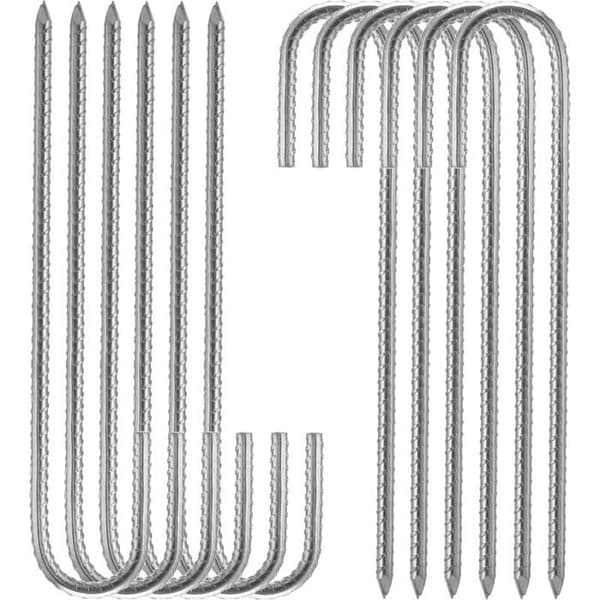 Galvaniserte stålstaker - ZOR® - 30 cm - J-kroker - Pakke med 10 - Sølv - Rustfri - Robust