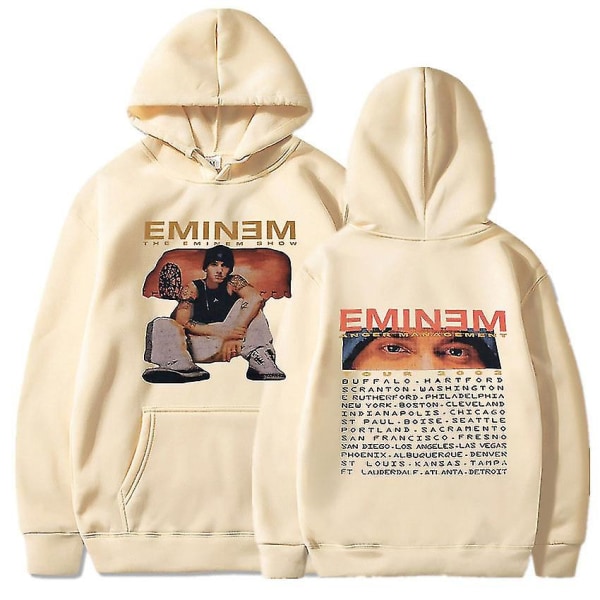 Eminem Anger Management Tour 2002 Hoodie Vintage Harajuku Funny Rick Sweatshirts Långärmade Herr Dam Pullover Mode Khaki XXL