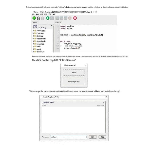 Pico2-RP2350-kehityskortti perustuu RP2350A:han, Micro-Pythonille, 