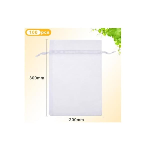 Fruktskyddspåsar - Organza - 100 påsar - 30cm x 20cm - Transparent