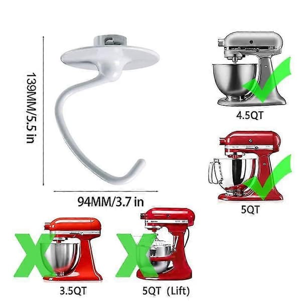 For Kitchen Aide Tilbehør 4,5-5 Qt Tilt-Head Stand Mixers Paddle Attachment for K45B/K5THCB/K5THB White  silver