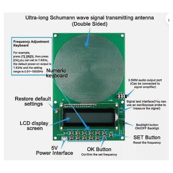Healflux Custom Frekvensgenerator V2, Schumann Resonans Generator Black