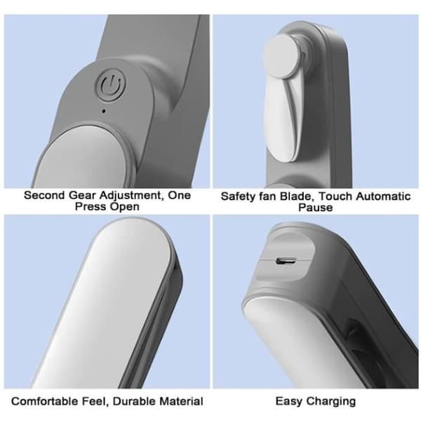 Miniventilator - Ikke specificeret - Sammenfoldelig - Genopladelig - Bærbar - Ideel til sommer