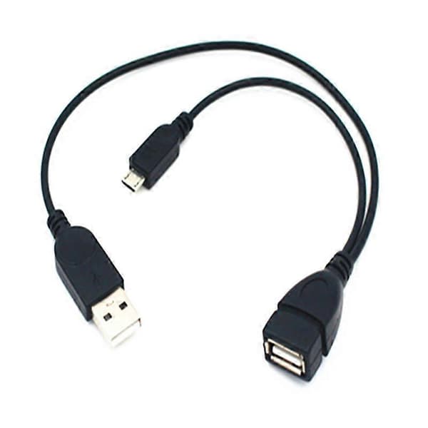1 Micro-USB til USB hunn OTG-adapterkabel med USB-strømgrensesnitt egnet for elektronisk enhet Black