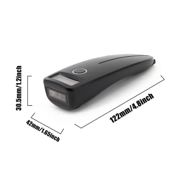 Streckodescanner Mini Trådløs Bluetooth Håndholdt Bærbar 1D 2D QR Stregkode Black