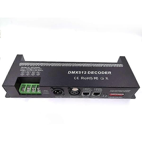 30-kanals RGB DMX512-dekoder LED Strip Controller 60A DMX-dæmper PWM-driver Indgang DC9-24V 30CH DMX-dekoder Lysstyring
