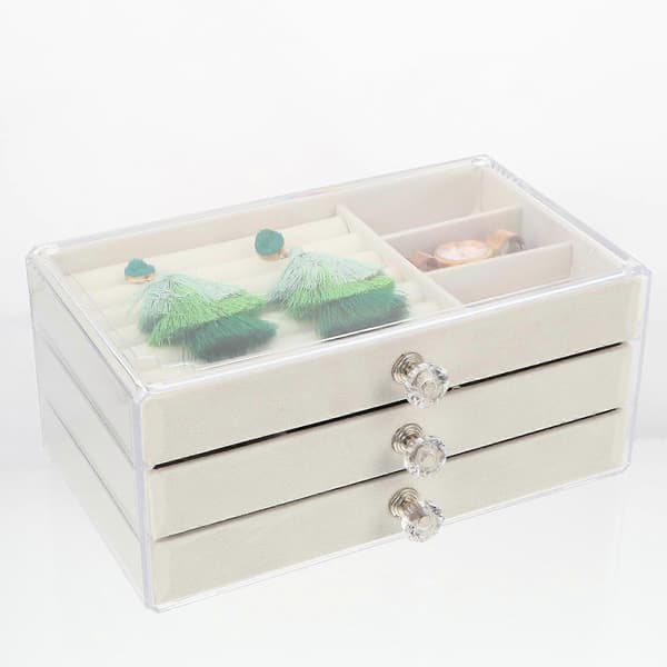 [KK] Plastic Jewelry Box, Storage Jewelry Case, 1pc Multi-Compartment Earring Organizer