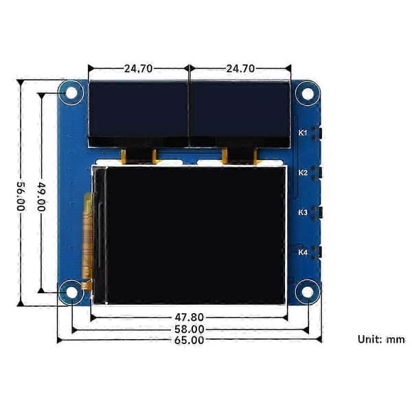 2-tommer LCD-skærm med 0,96-tommer OLED-displaymodul HAT-sæt til Raspberry Pi Zero 2 W 3 Model B 4 5 udvidelseskort As Shown
