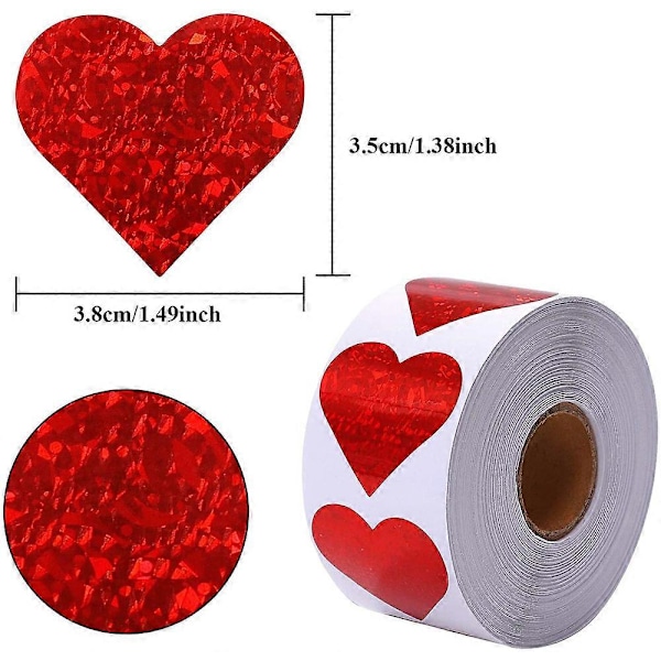 500 stk. glitterhjerte-klistremerker Valentinsdag kjærlighet dekorative klistremerker Valentinsdag dekorasjoner tilbehør