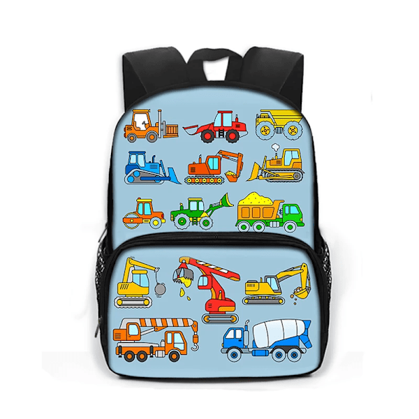 Cartoon fire engine car excavator tractor backpack kindergarten school bag