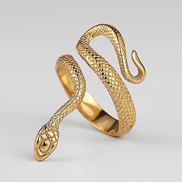 Wabjtam Snake Ring Herr Dam Gothic Smycken Vintage Djurmode Personlighet Rostfritt stål Ring Guld