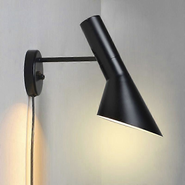 Nordisk Minimalistisk Aj Væglampe Soveværelse Stue Sengelampe Retro Sort Jern Gang Trappeopgang Væglampe Black
