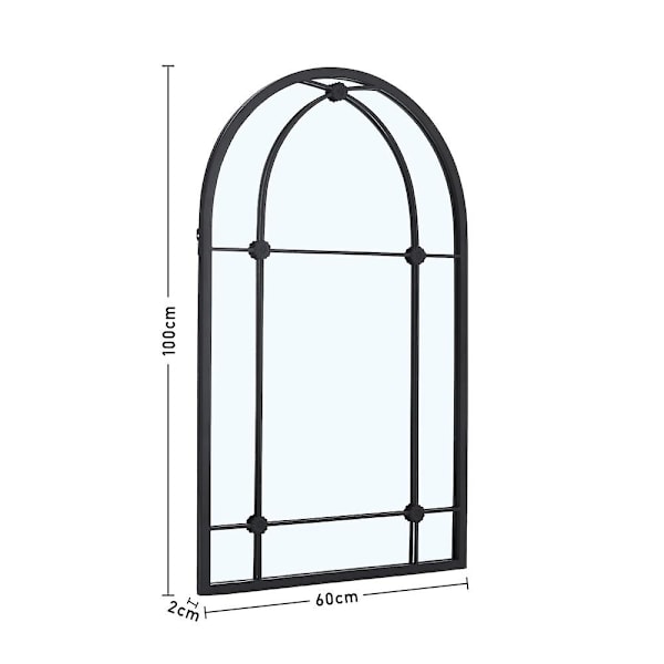 Bue-formet vegg speil med vindusrute, 60x100cm