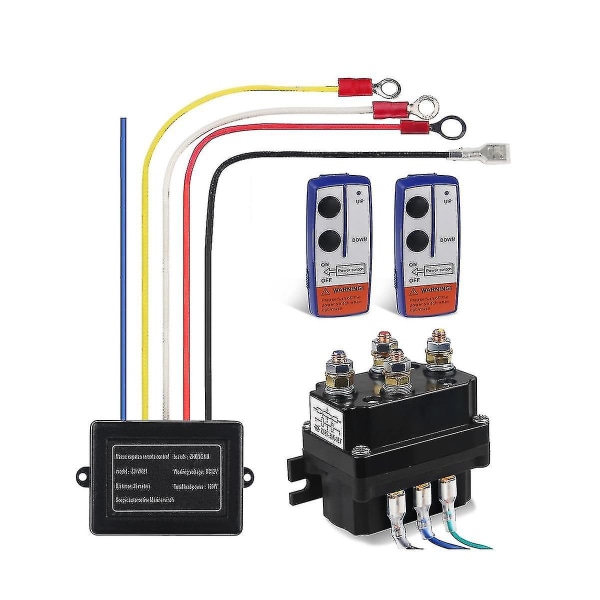 12V 250A Vinschfjärrkontrollkontakt Vinschstyrning Solenoidrelä Dubbel fjärrkontrolluppsättning Bil Motorcykel Off Road