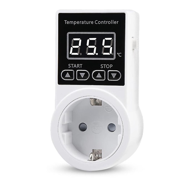 1st termostatuttag med sensor, digital temperaturkontrolluttag, vattentät temperaturbrytare EU-kontakt