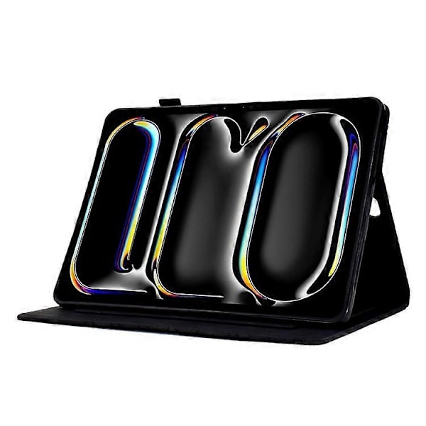 A6 Kompatibelt Fodral för iPad Pro 11 (2024) med Kortfack, Ställ, Rombmönster, Auto Wake/Sleep Läder Tabletskydd Black