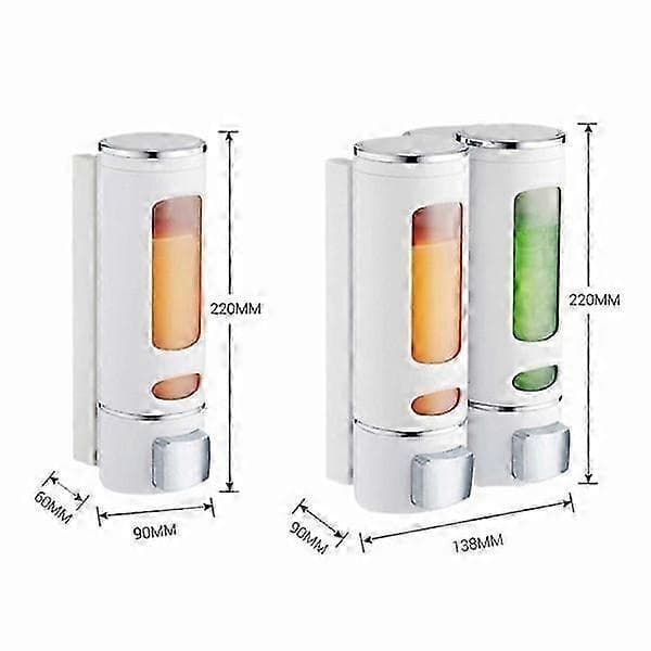 2x Hengende såpedispenser, 400 ml hvit