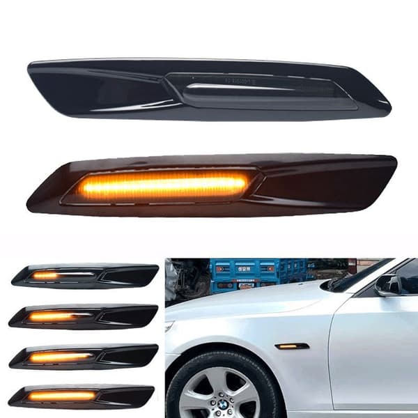 2 st blinkers LED bil dynamisk sidomarkeringslampa för E60 E61 E81 E82 E black