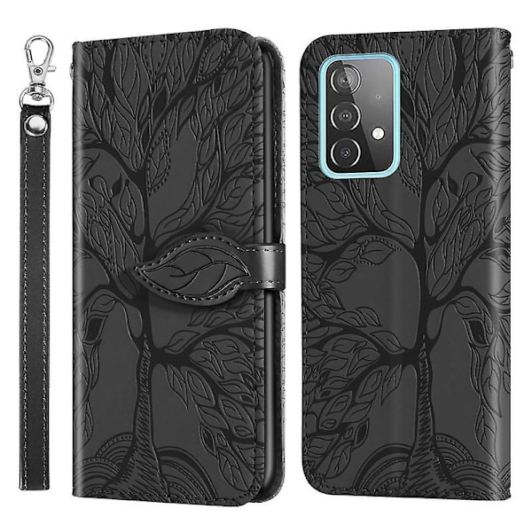 Wallet Case til Samsung Galaxy A52/A52S Premium PU Læder Flip Cover Livets Træ Black