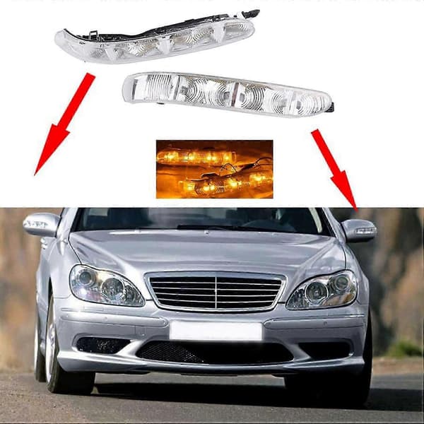 Blinklys for Mercedes S-Klasse 2003 - Sidespeil blinklys White