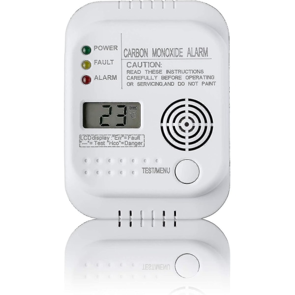 Kolmonoxiddetektor, batteridriven, gasdetektor med display och temperaturmätare